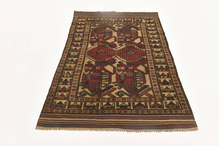 Detail image of 3' 10 x 6' Hand Knotted Sumak Wool Rug