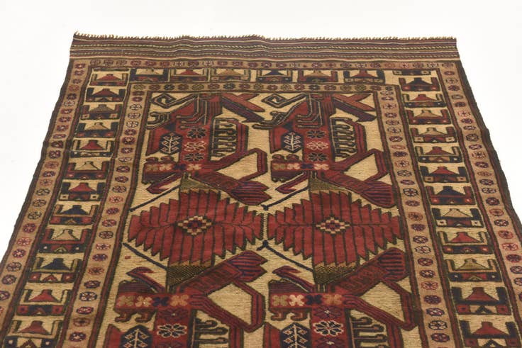 Detail image of 3' 10 x 6' Hand Knotted Sumak Wool Rug