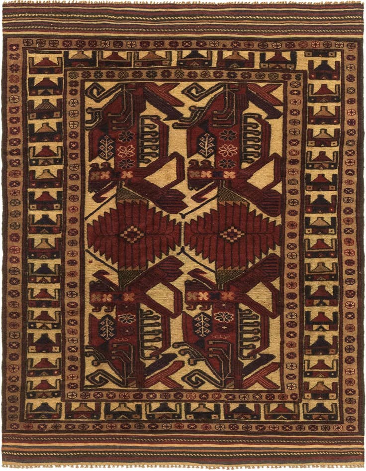 Detail image of 3' 10 x 6' Hand Knotted Sumak Wool Rug