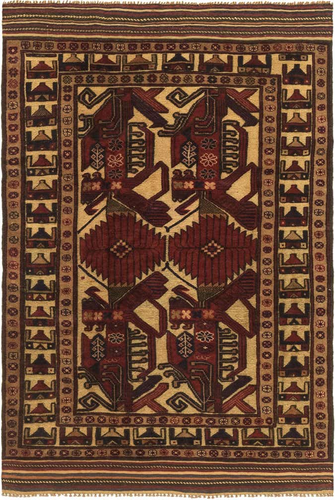 3' 10 x 6' Hand Knotted Sumak Wool Rug