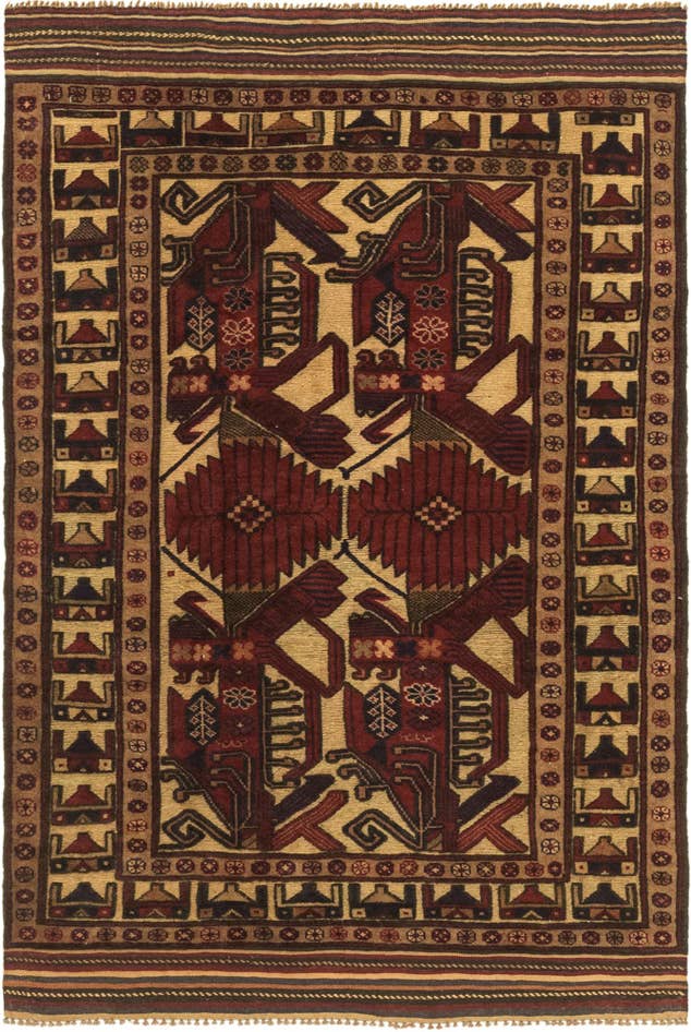Detail image of 3' 10 x 6' Hand Knotted Sumak Wool Rug