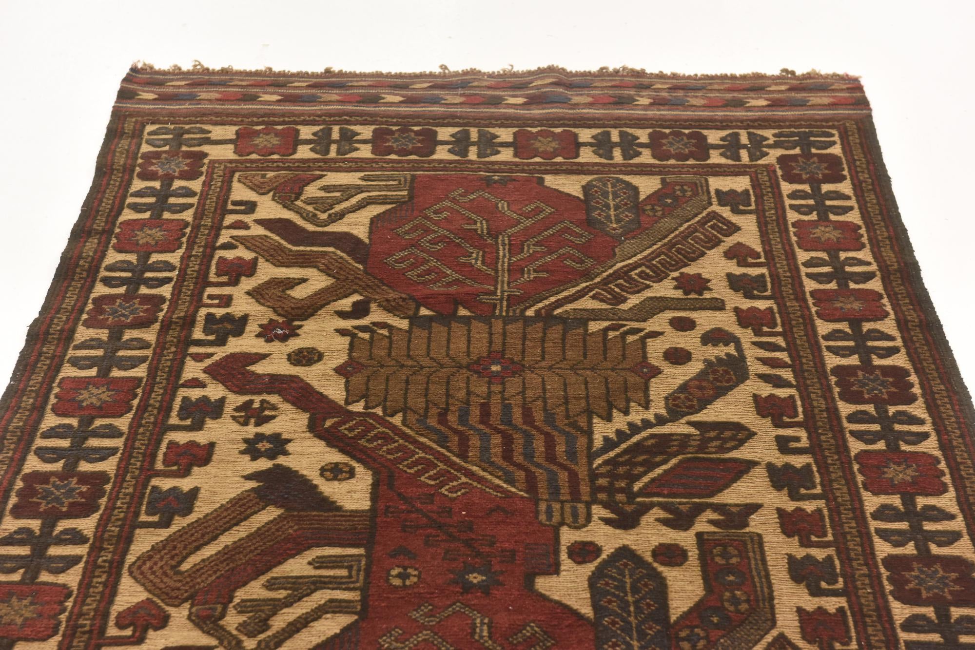 3' 11 x 6' 4 Hand Knotted Sumak Wool Rug