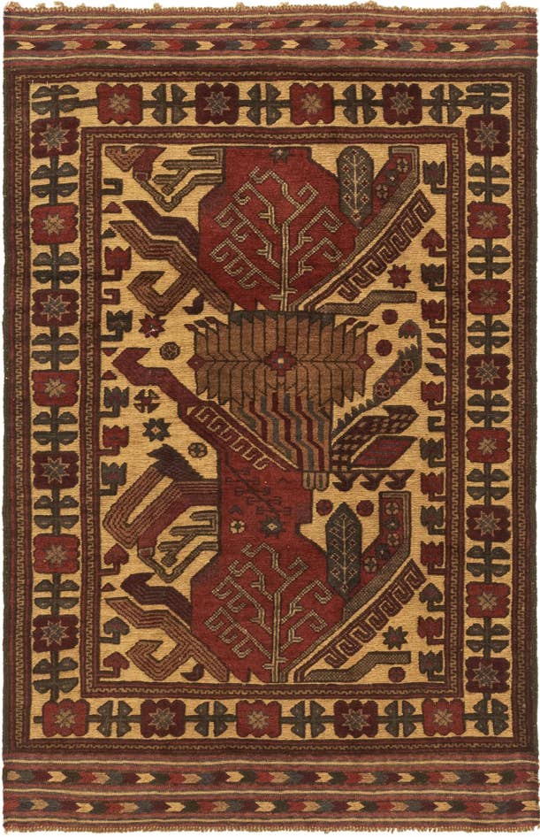 Detail image of 3' 11 x 6' 4 Hand Knotted Sumak Wool Rug