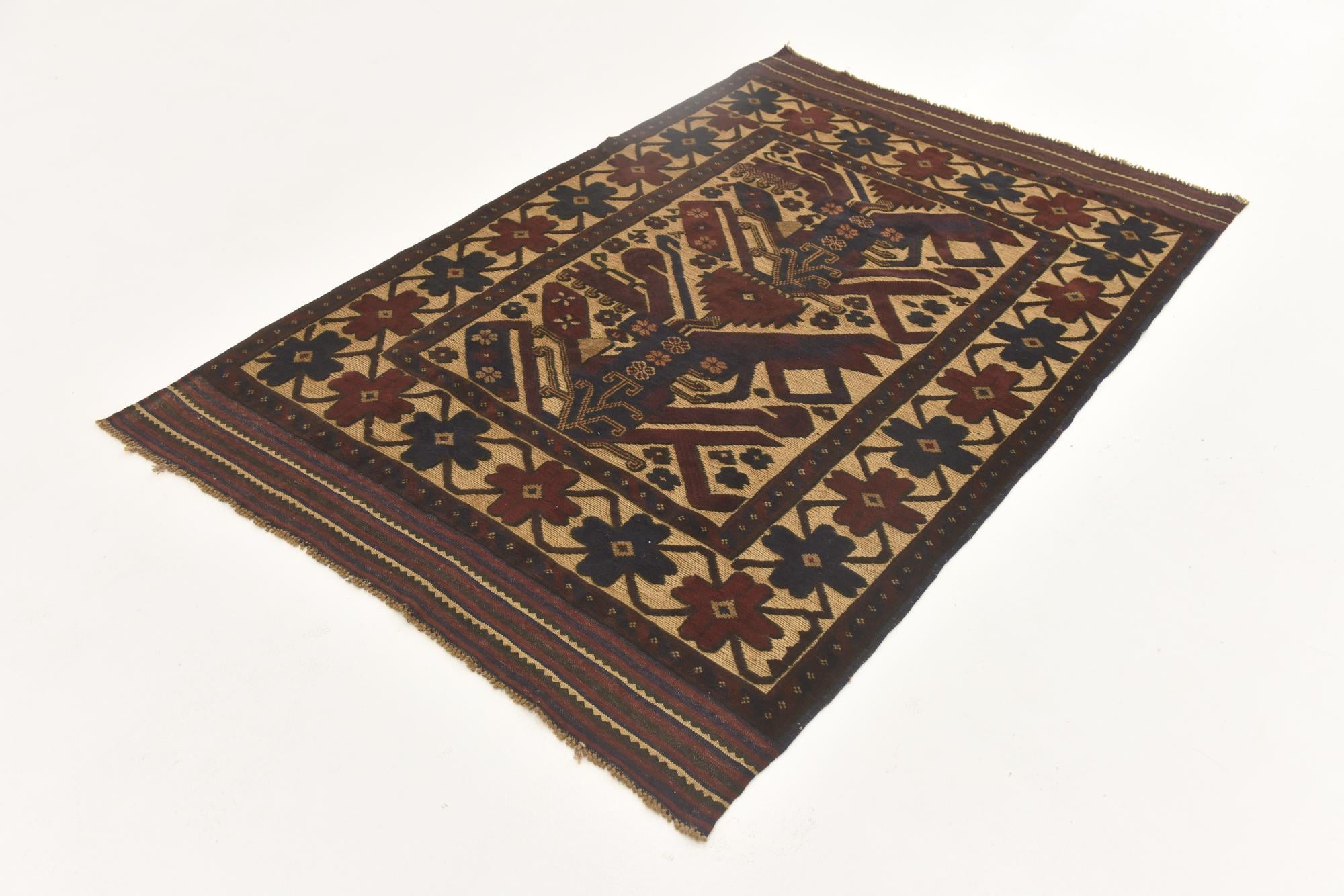 4' 2 x 6' 3 Hand Knotted Sumak Wool Rug