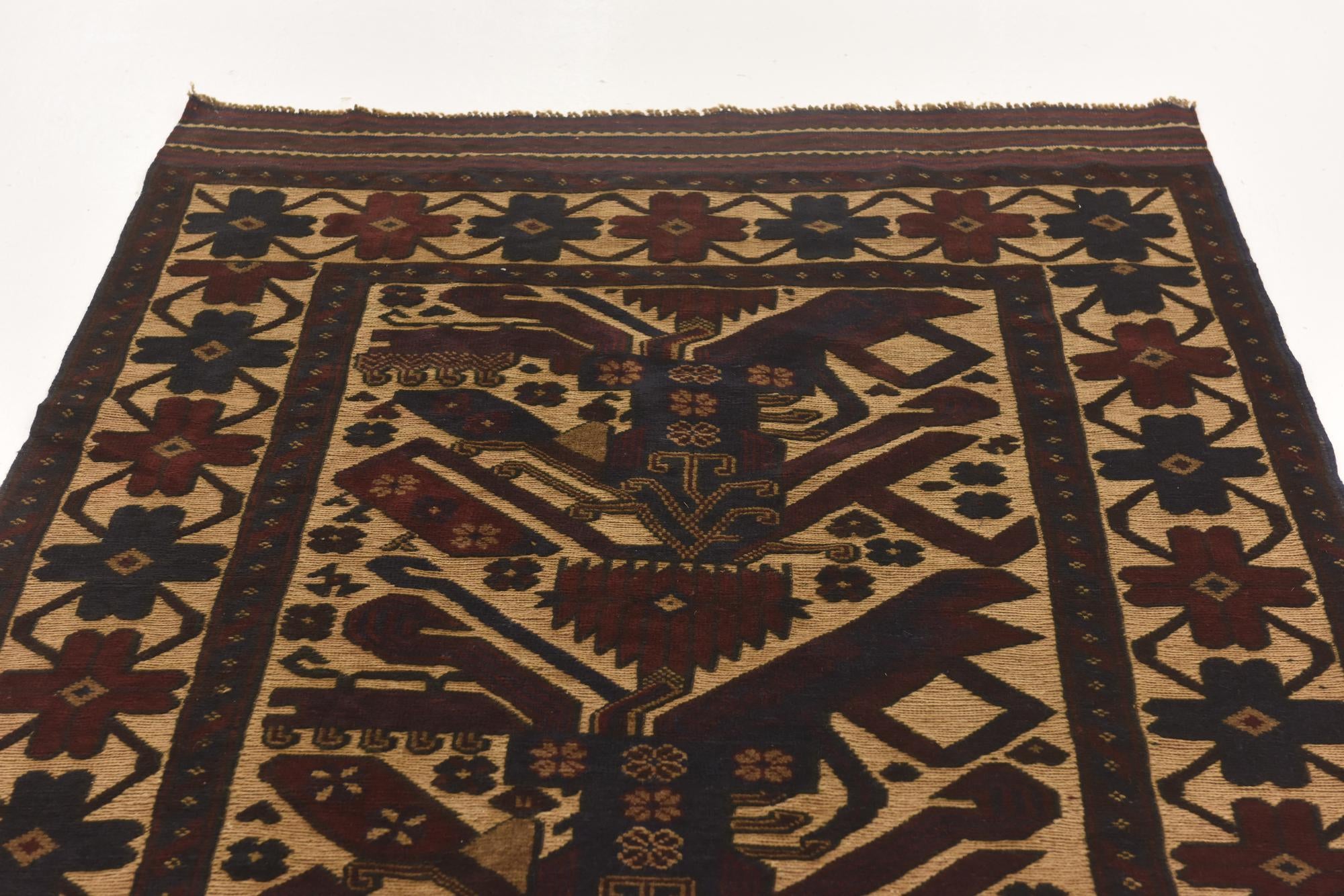 4' 2 x 6' 3 Hand Knotted Sumak Wool Rug