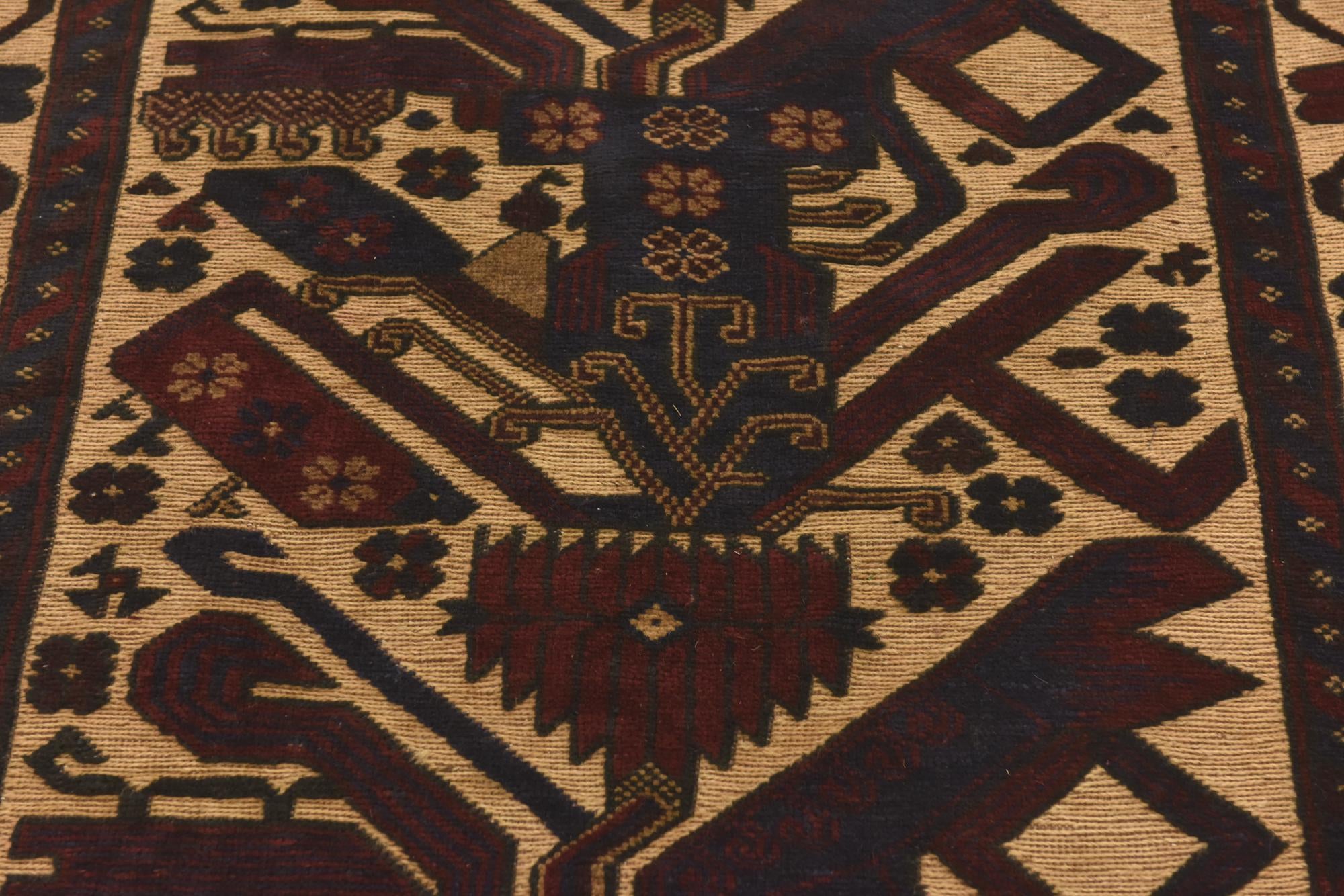 4' 2 x 6' 3 Hand Knotted Sumak Wool Rug