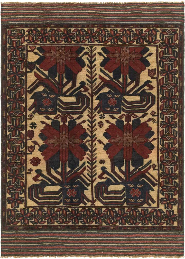 4' 4 x 6' 4 Hand Knotted Sumak Wool Rug