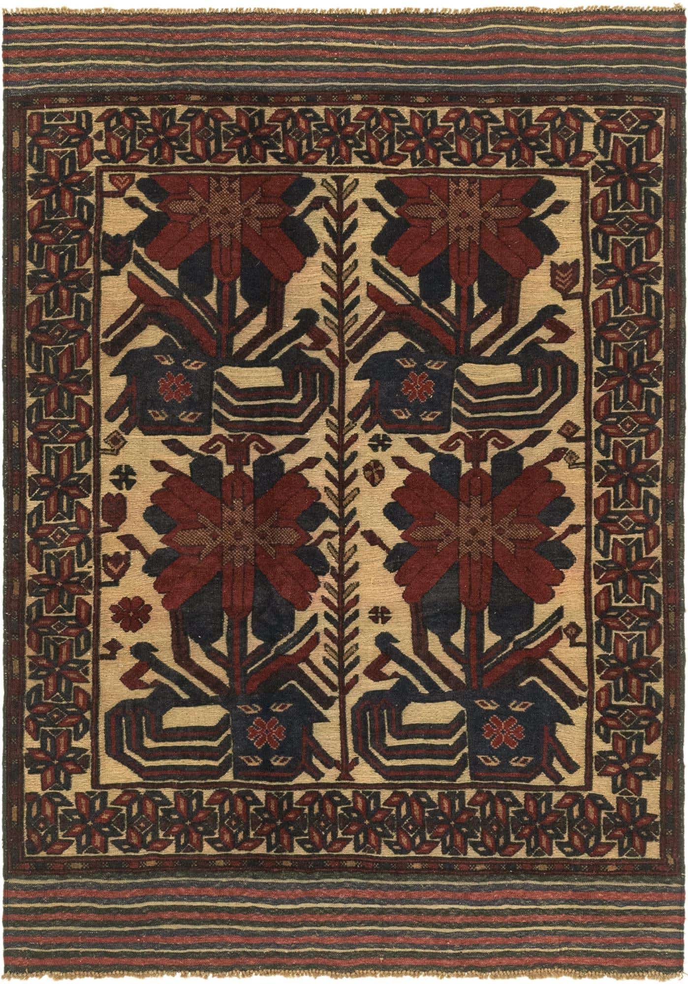 4' 4 x 6' 4 Hand Knotted Sumak Wool Rug