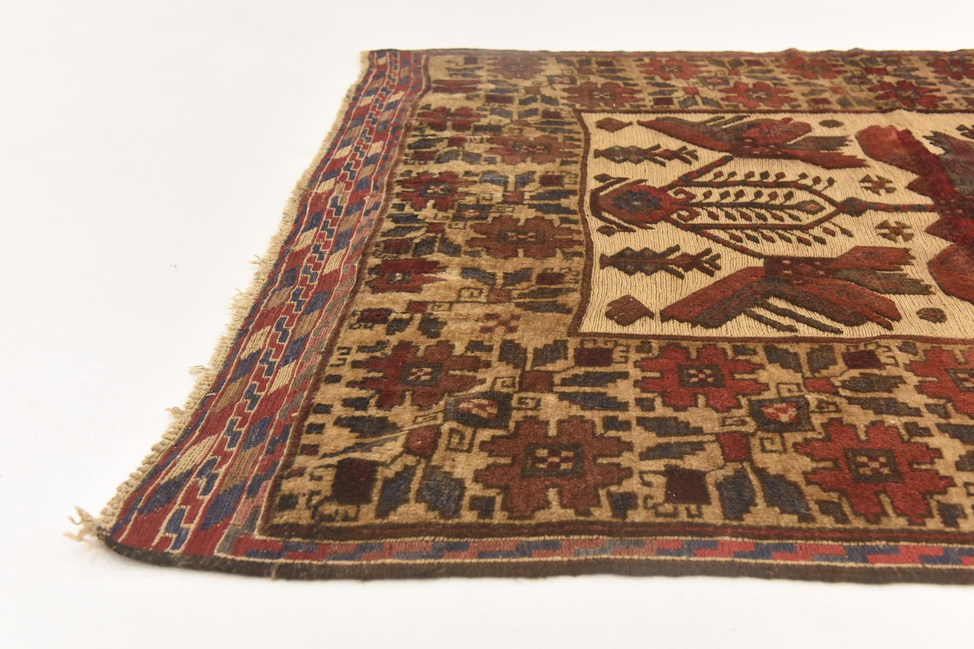 4' 3 x 6' 6 Hand Knotted Sumak Wool Rug