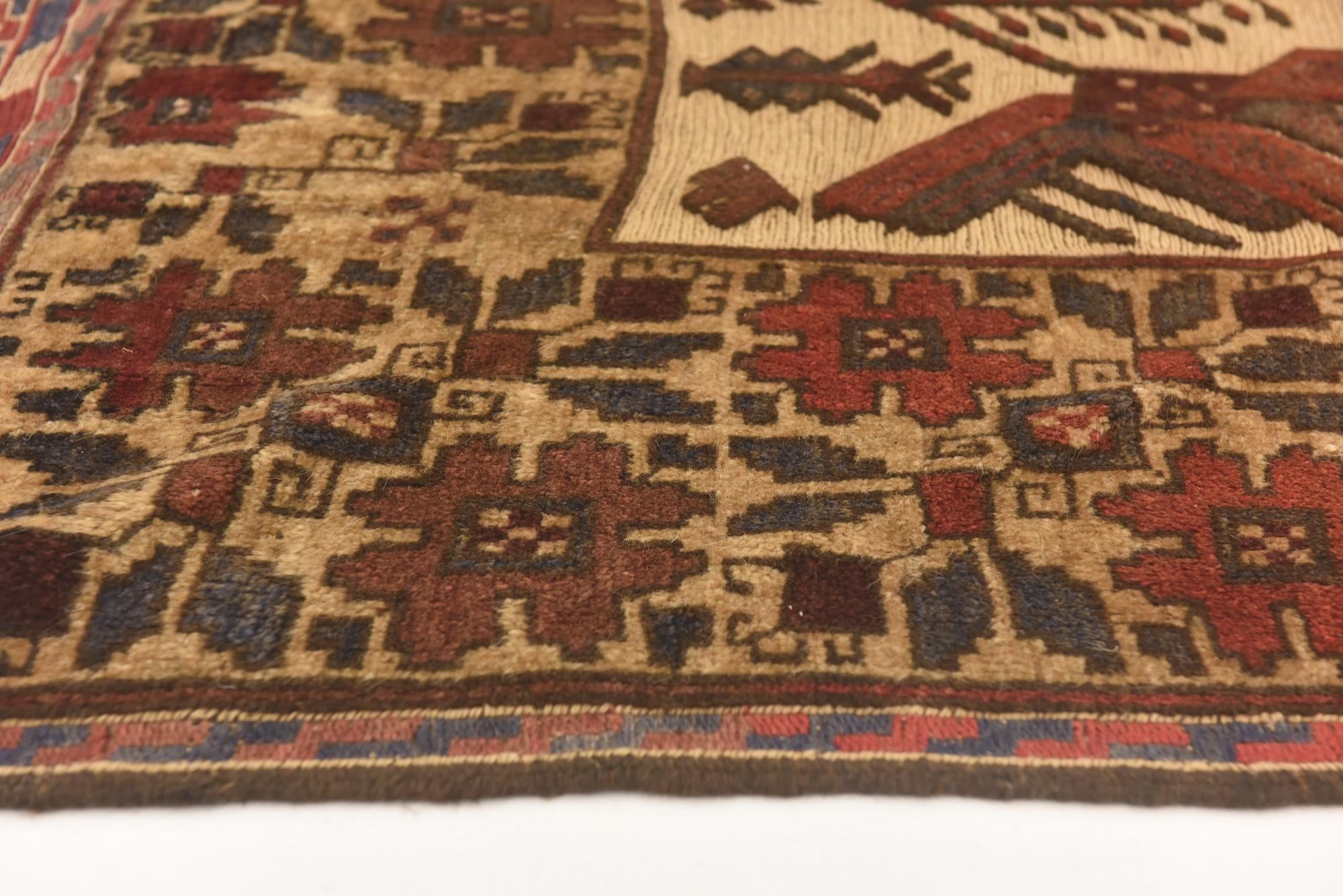 4' 3 x 6' 6 Hand Knotted Sumak Wool Rug