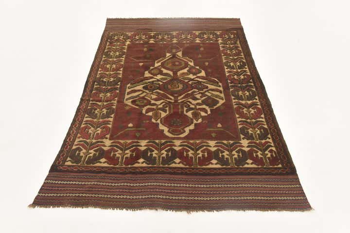 4' x 6' 6 Hand Knotted Sumak Wool Rug