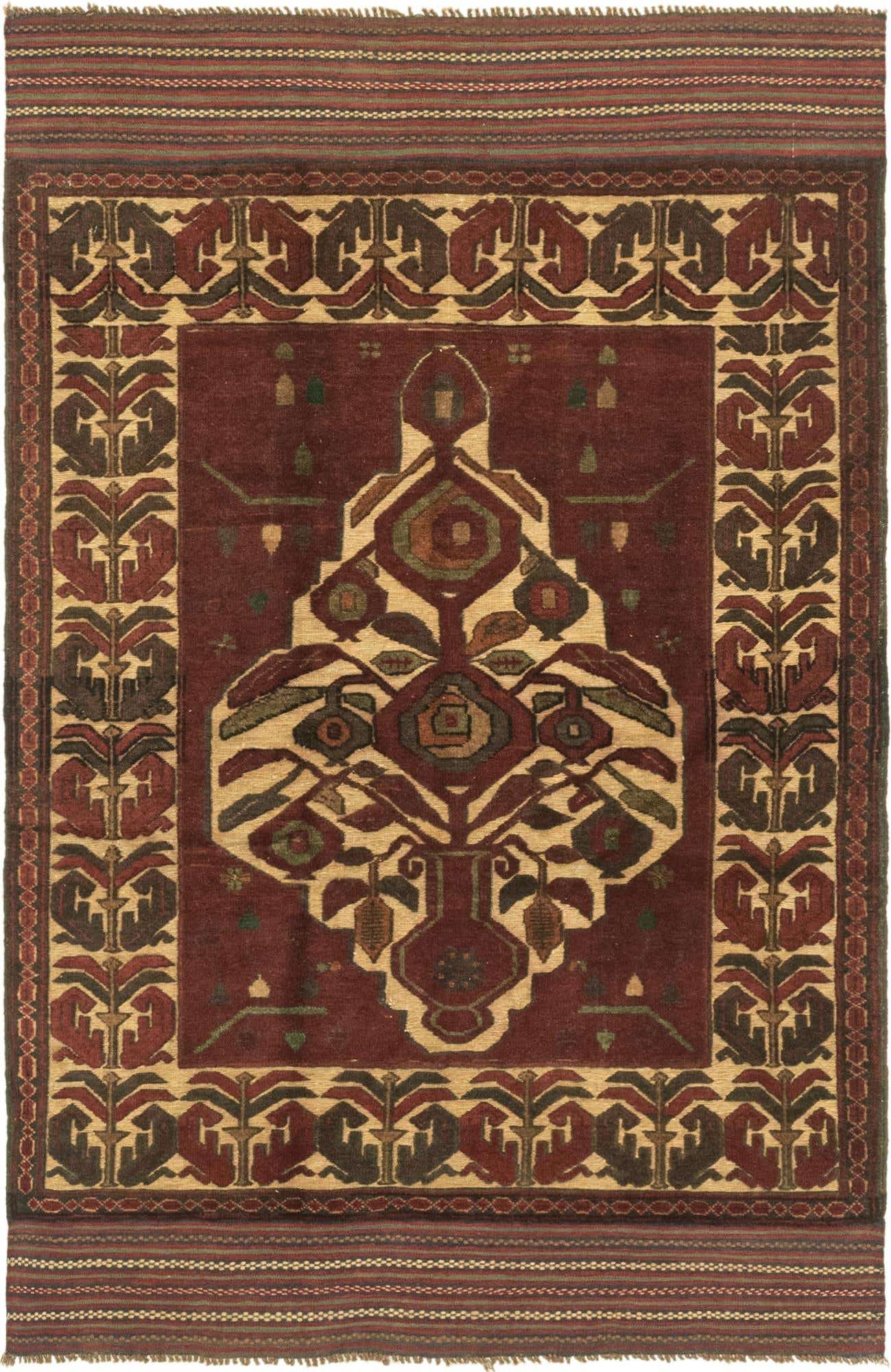 4' x 6' 6 Hand Knotted Sumak Wool Rug