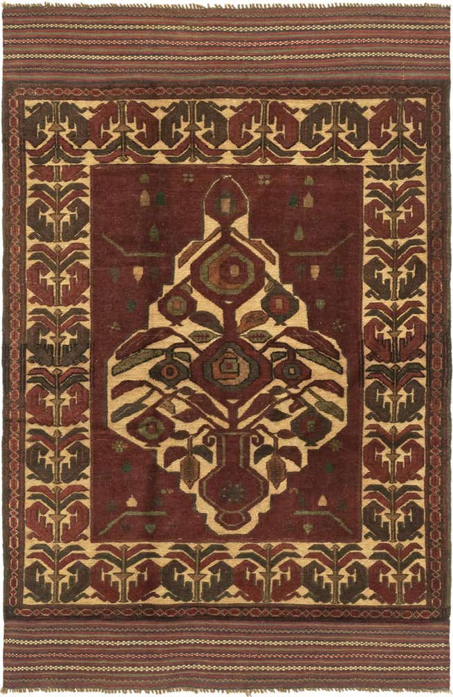 4' x 6' 6 Hand Knotted Sumak Wool Rug