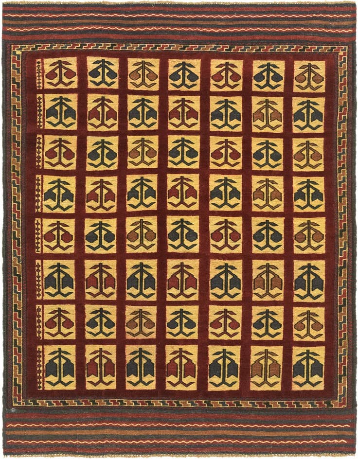 Detail image of 4' x 5' 10 Hand Knotted Sumak Wool Rug