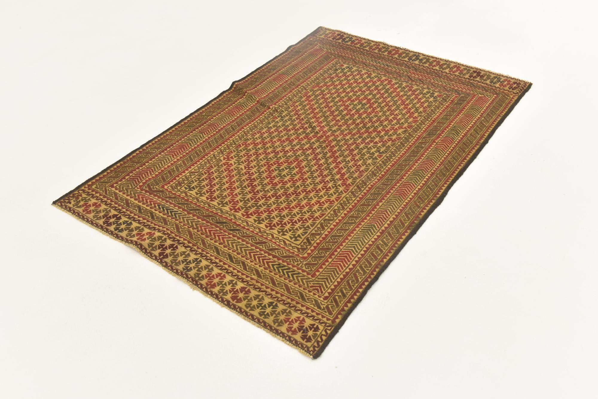 3' 10 x 6' 3 Hand Knotted Sumak Wool Rug