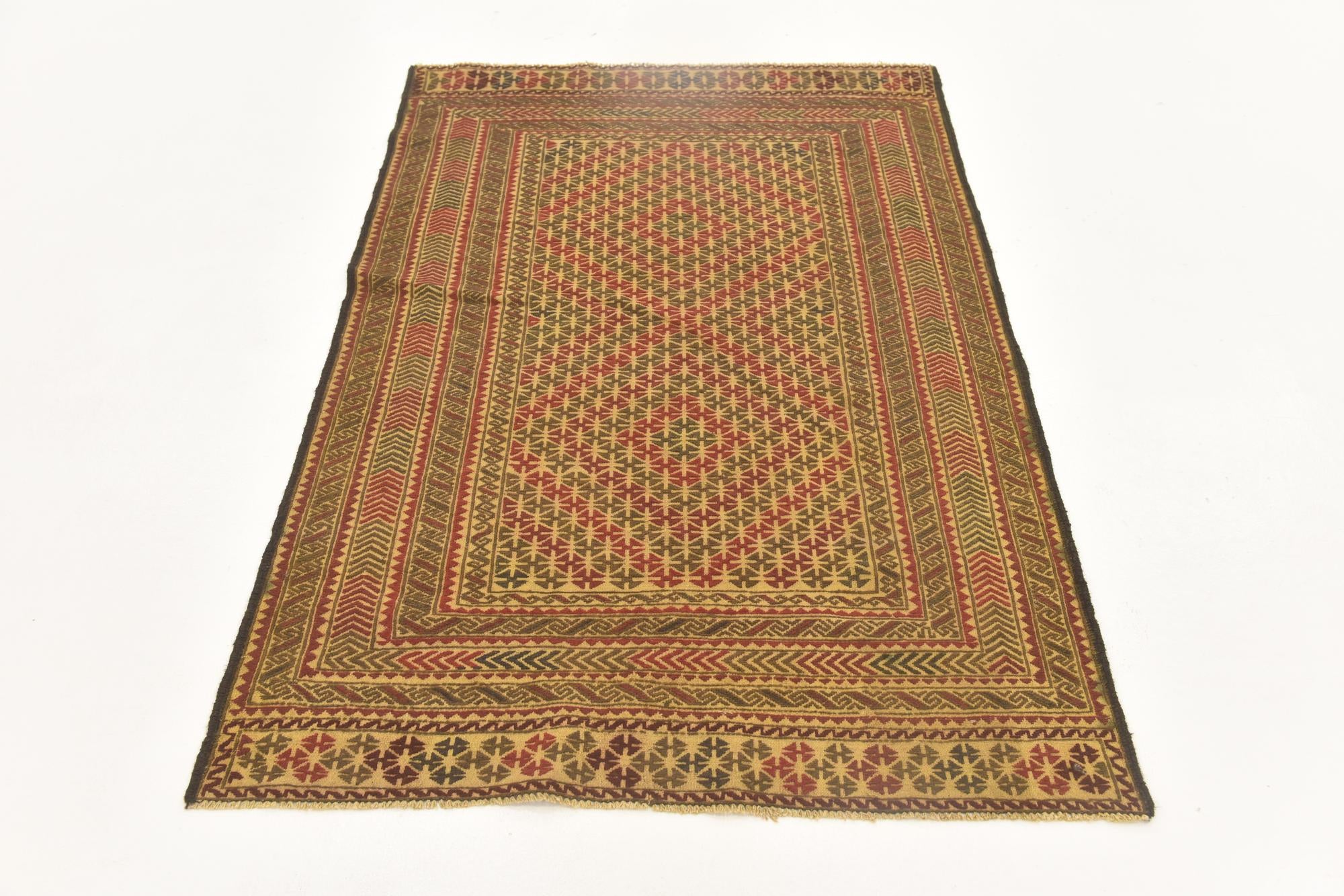 3' 10 x 6' 3 Hand Knotted Sumak Wool Rug