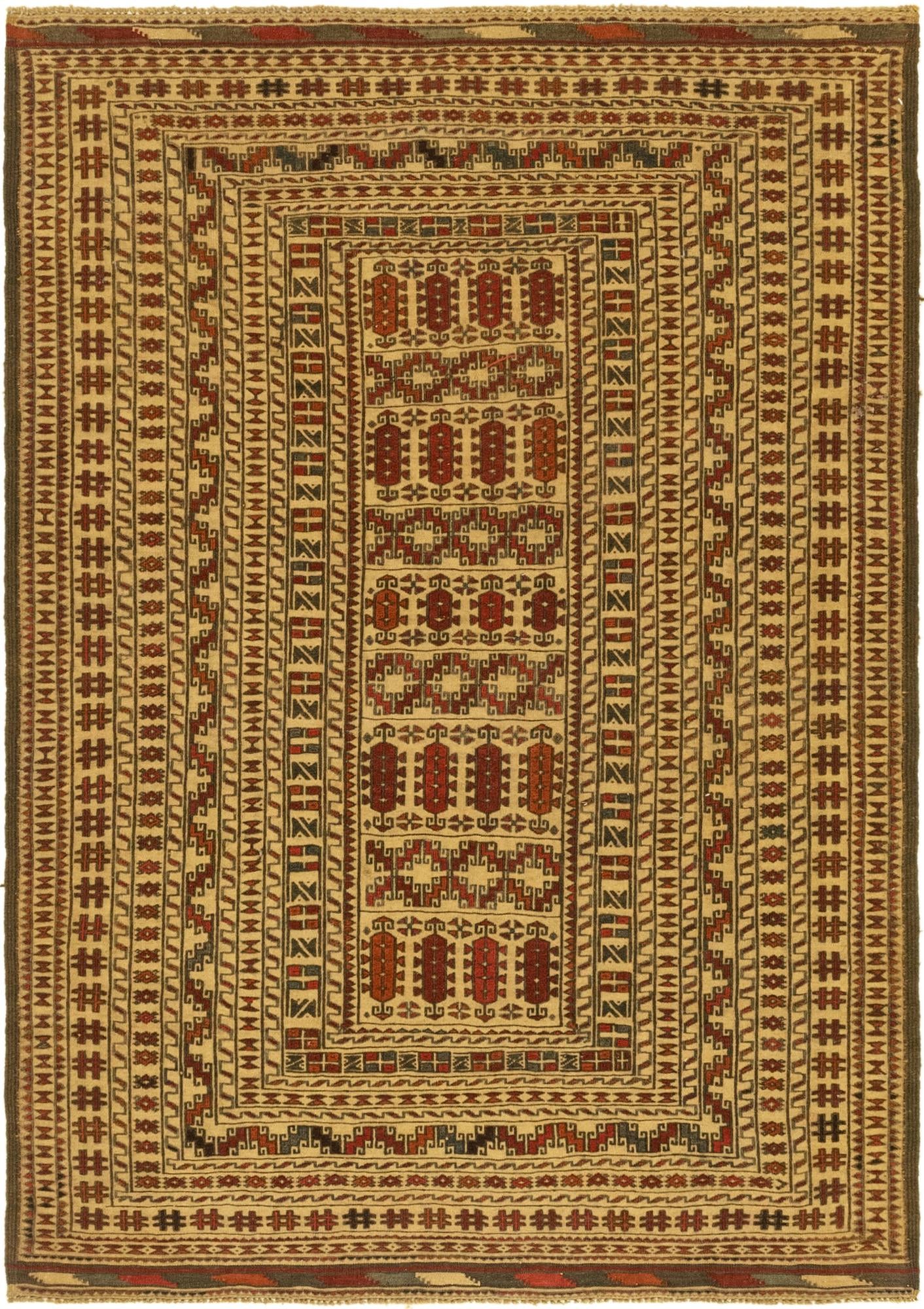 4' 3 x 6' 5 Hand Knotted Sumak Wool Rug