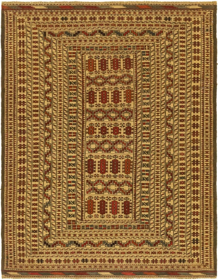 Detail image of 4' 3 x 6' 5 Hand Knotted Sumak Wool Rug