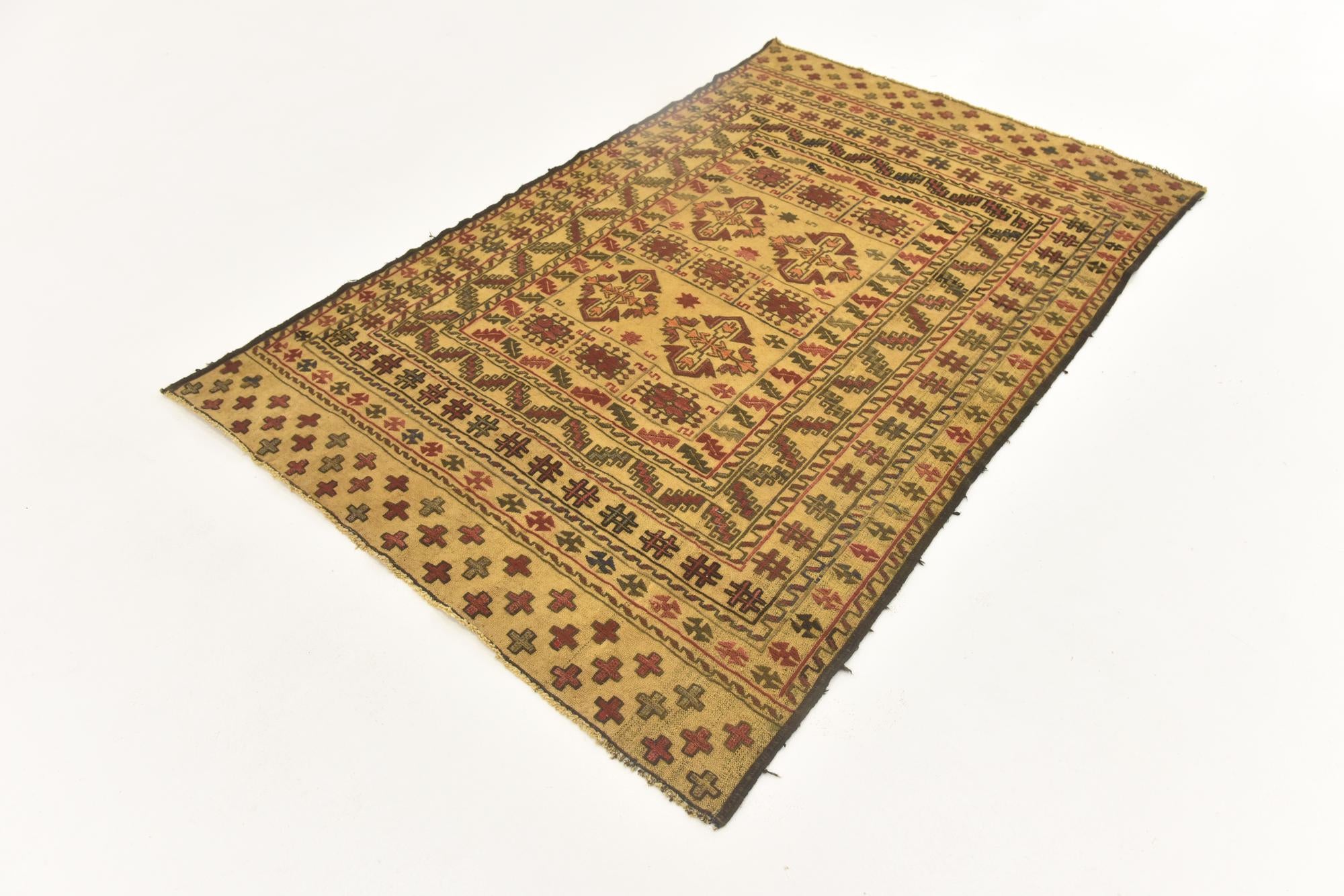 3' 11 x 6' 4 Hand Knotted Sumak Wool Rug
