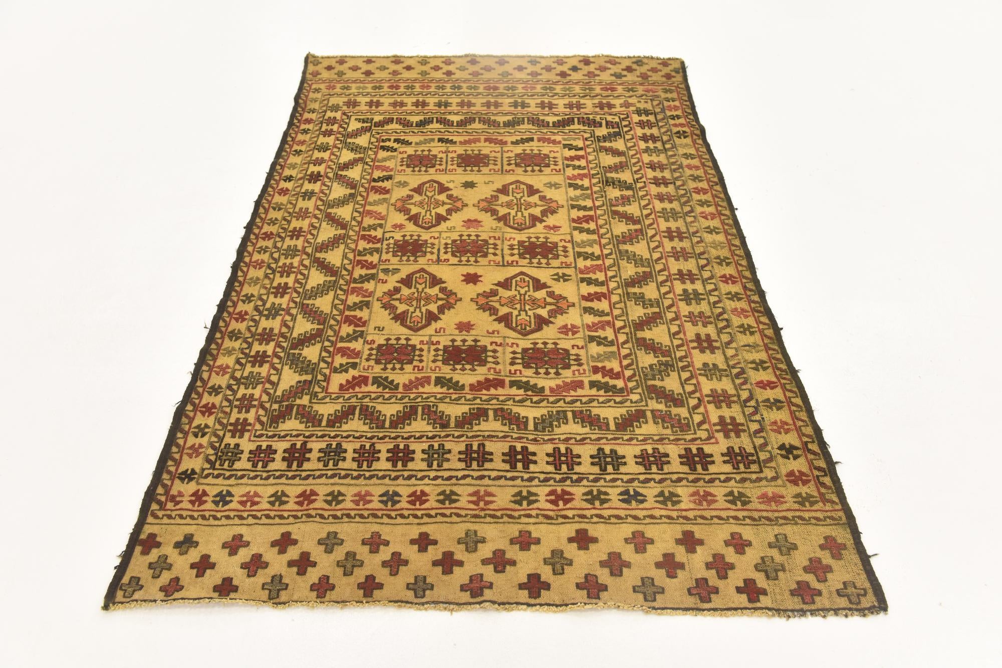 3' 11 x 6' 4 Hand Knotted Sumak Wool Rug