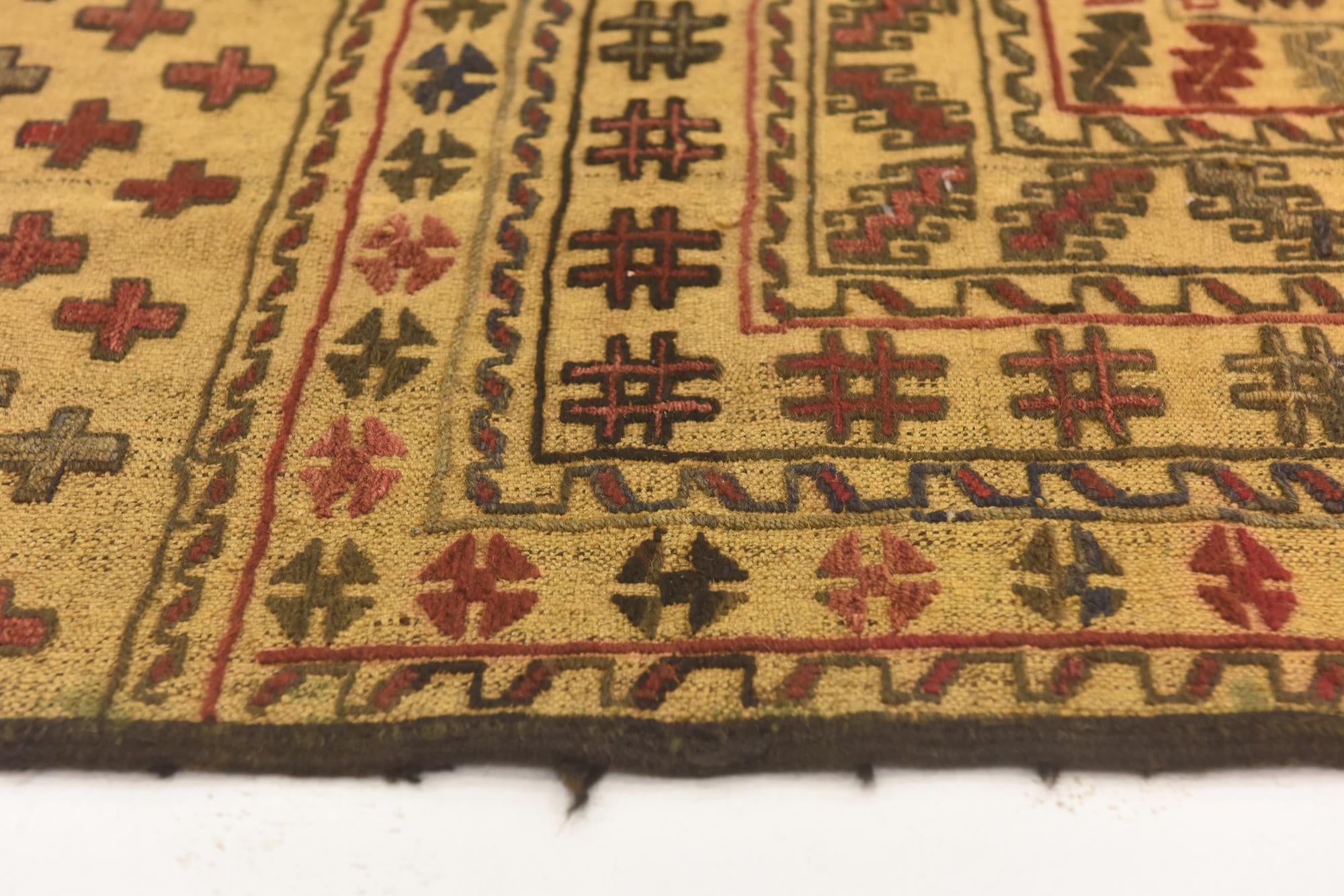 3' 11 x 6' 4 Hand Knotted Sumak Wool Rug