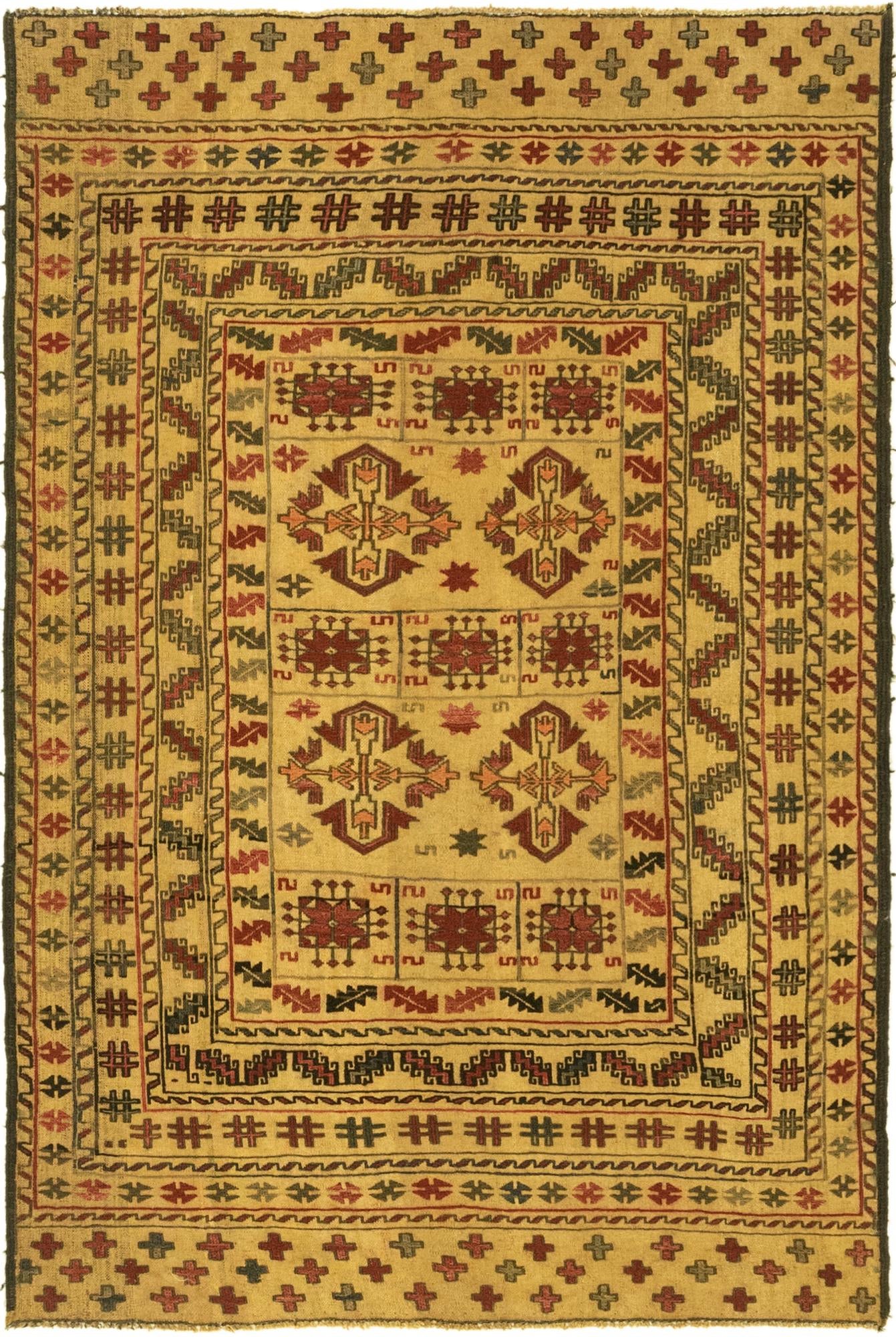 3' 11 x 6' 4 Hand Knotted Sumak Wool Rug