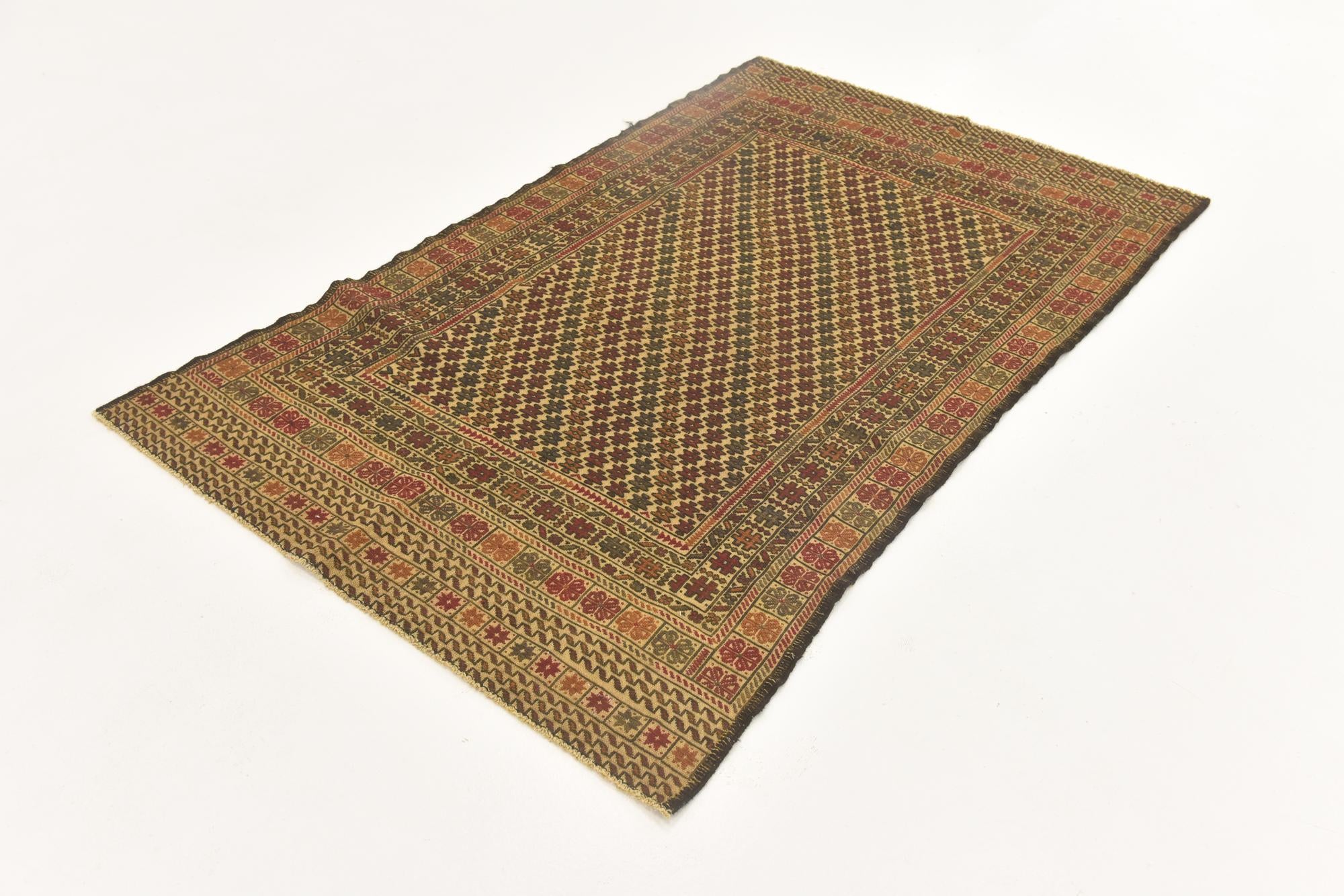 3' 10 x 6' 7 Hand Knotted Sumak Wool Rug