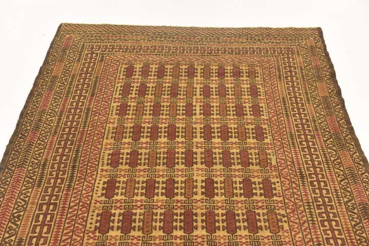 4' x 6' 4 Hand Knotted Sumak Wool Rug