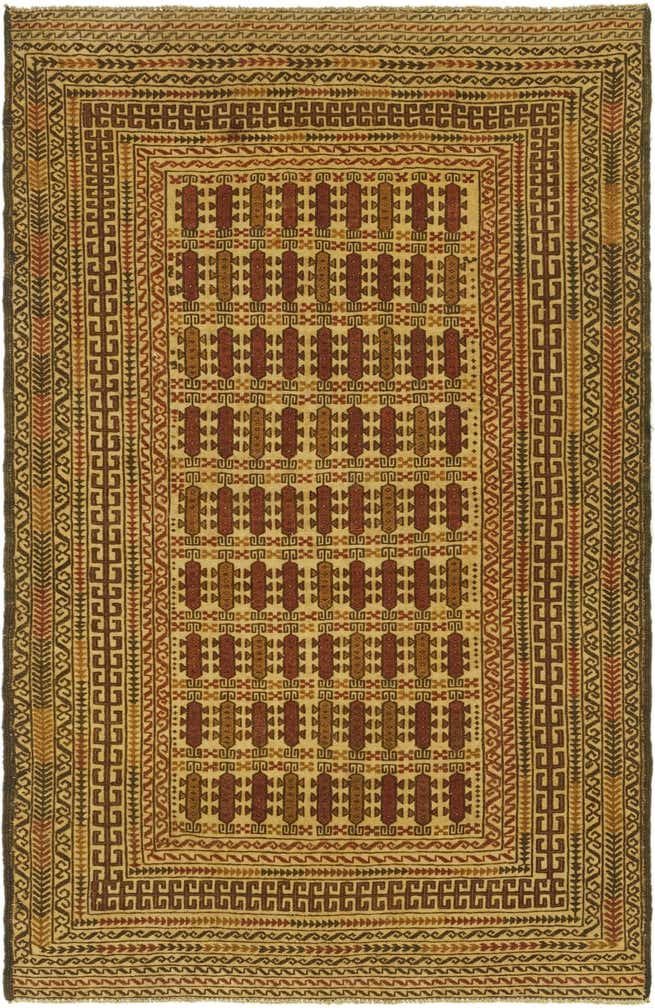 4' x 6' 4 Hand Knotted Sumak Wool Rug