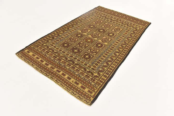 3' 11 x 6' 9 Hand Knotted Sumak Wool Rug