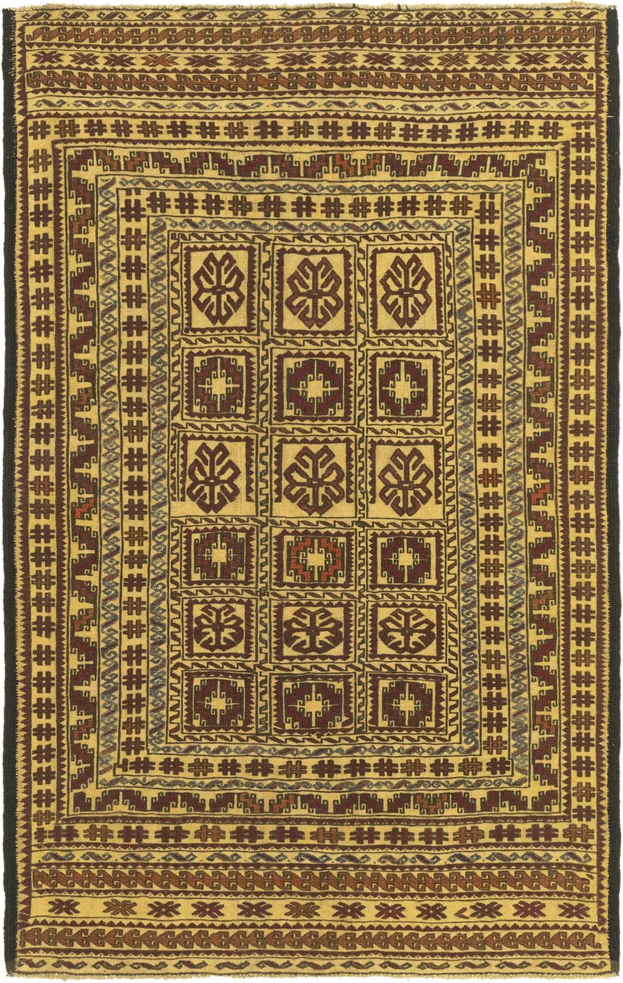 3' 11 x 6' 9 Hand Knotted Sumak Wool Rug