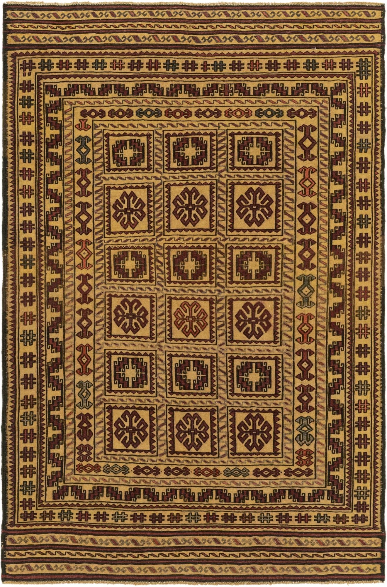 3' 11 x 6' 8 Hand Knotted Sumak Wool Rug