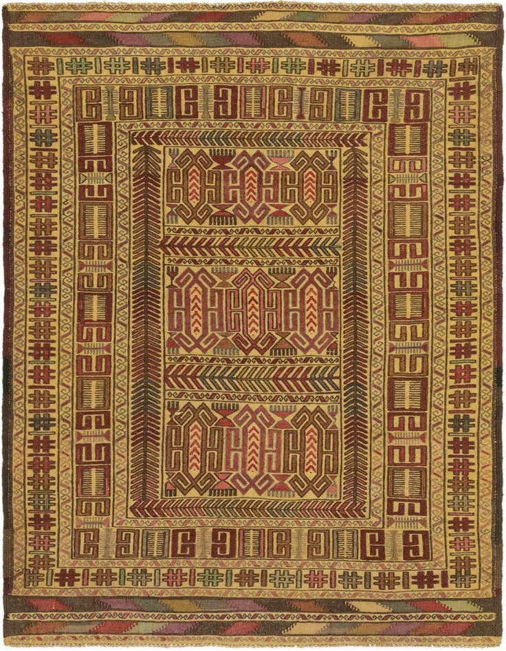 Detail image of 3' 11 x 6' 8 Hand Knotted Sumak Wool Rug
