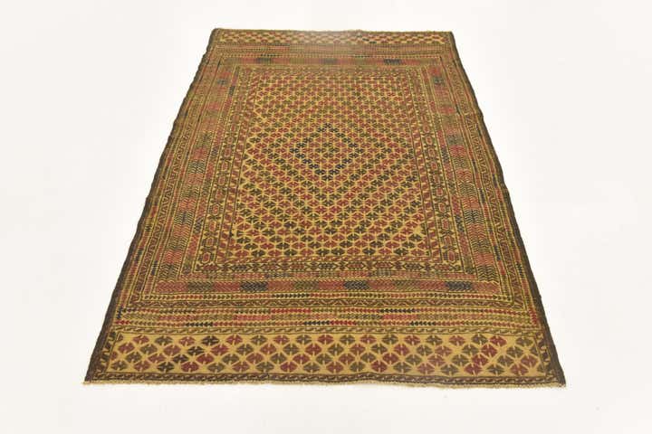 3' 11 x 6' 7 Hand Knotted Sumak Wool Rug