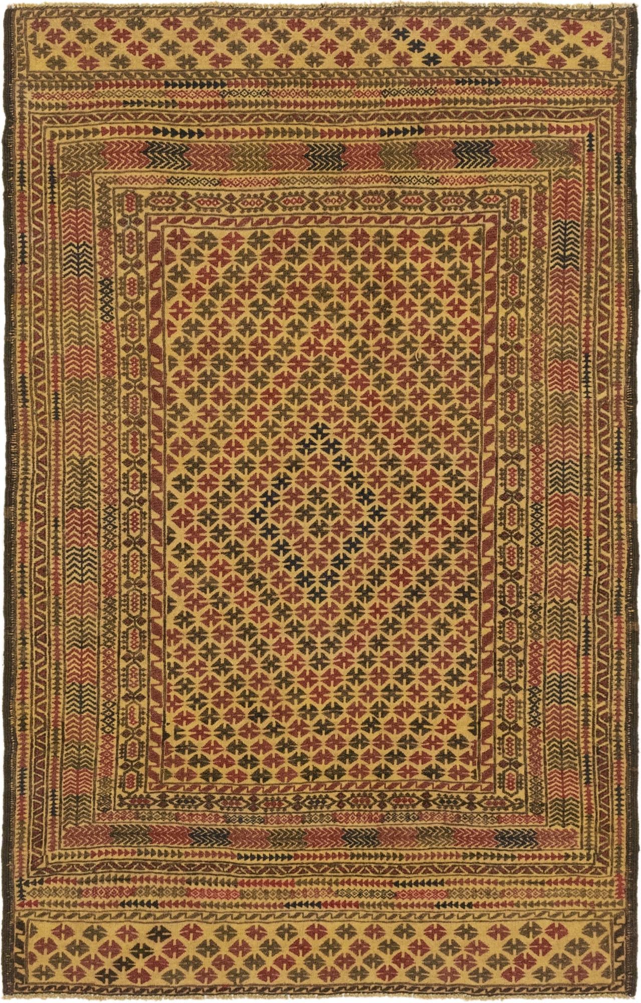 3' 11 x 6' 7 Hand Knotted Sumak Wool Rug