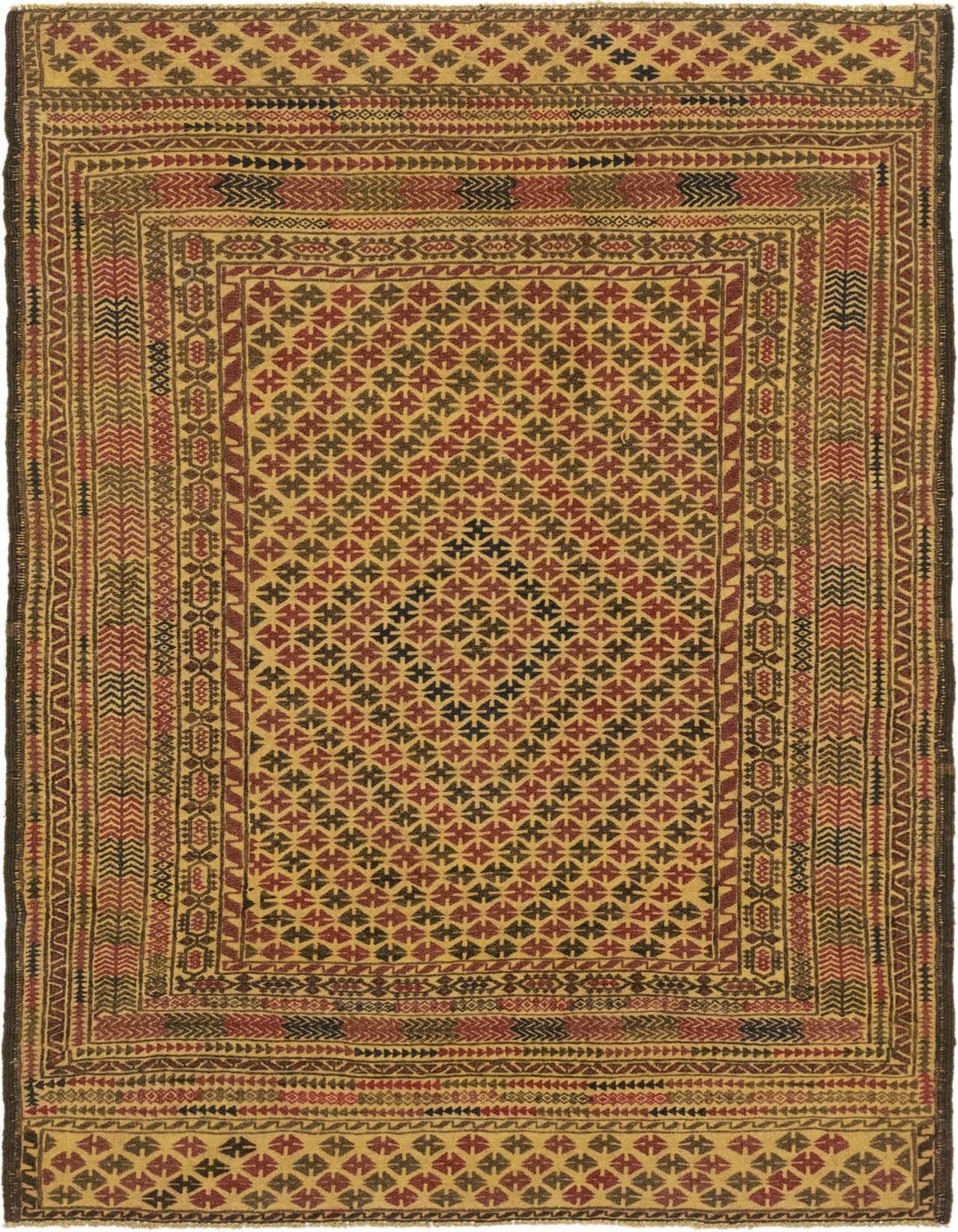 3' 11 x 6' 7 Hand Knotted Sumak Wool Rug