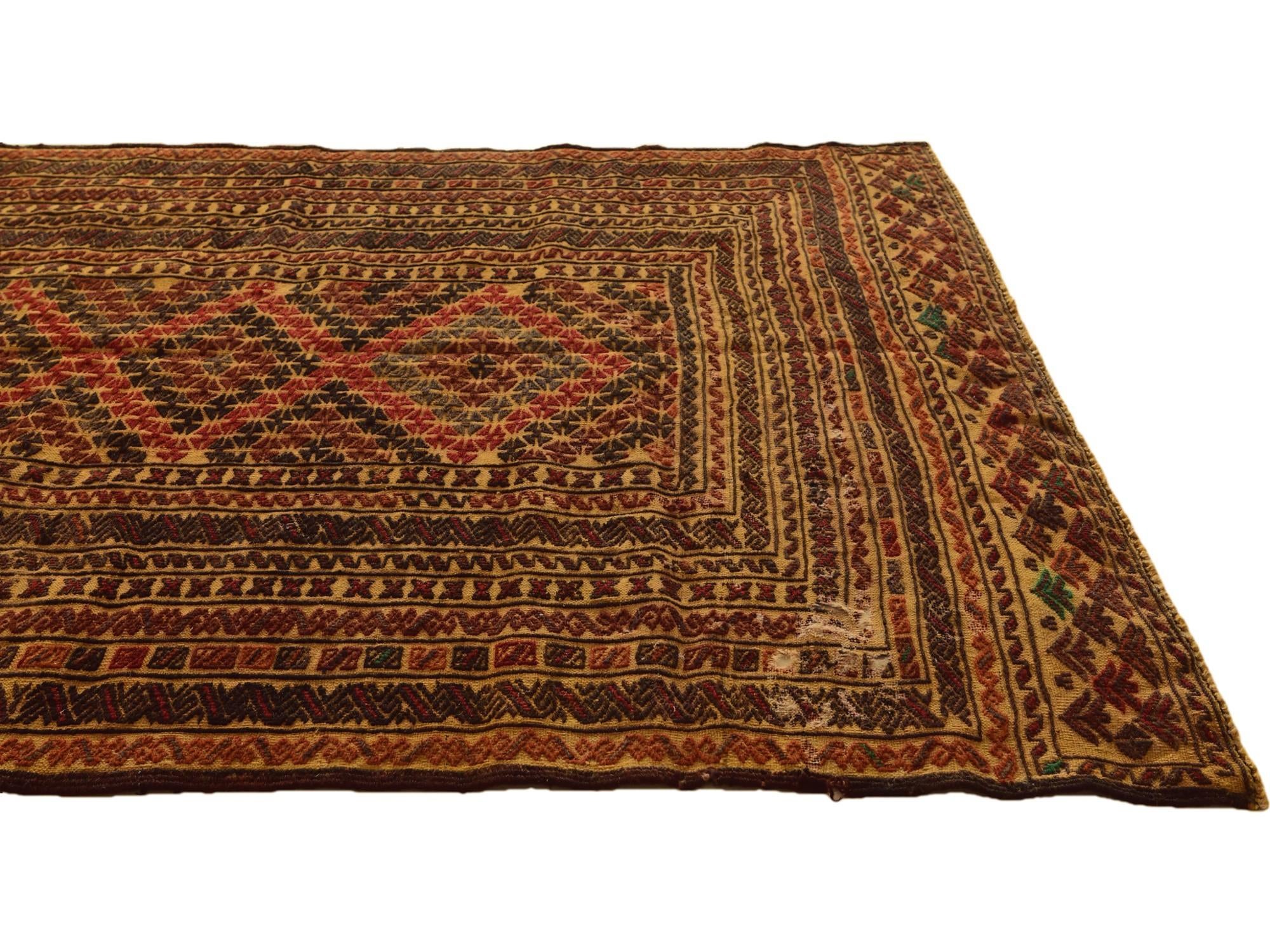 3' 10 x 6' 2 Hand Knotted Sumak Wool Rug