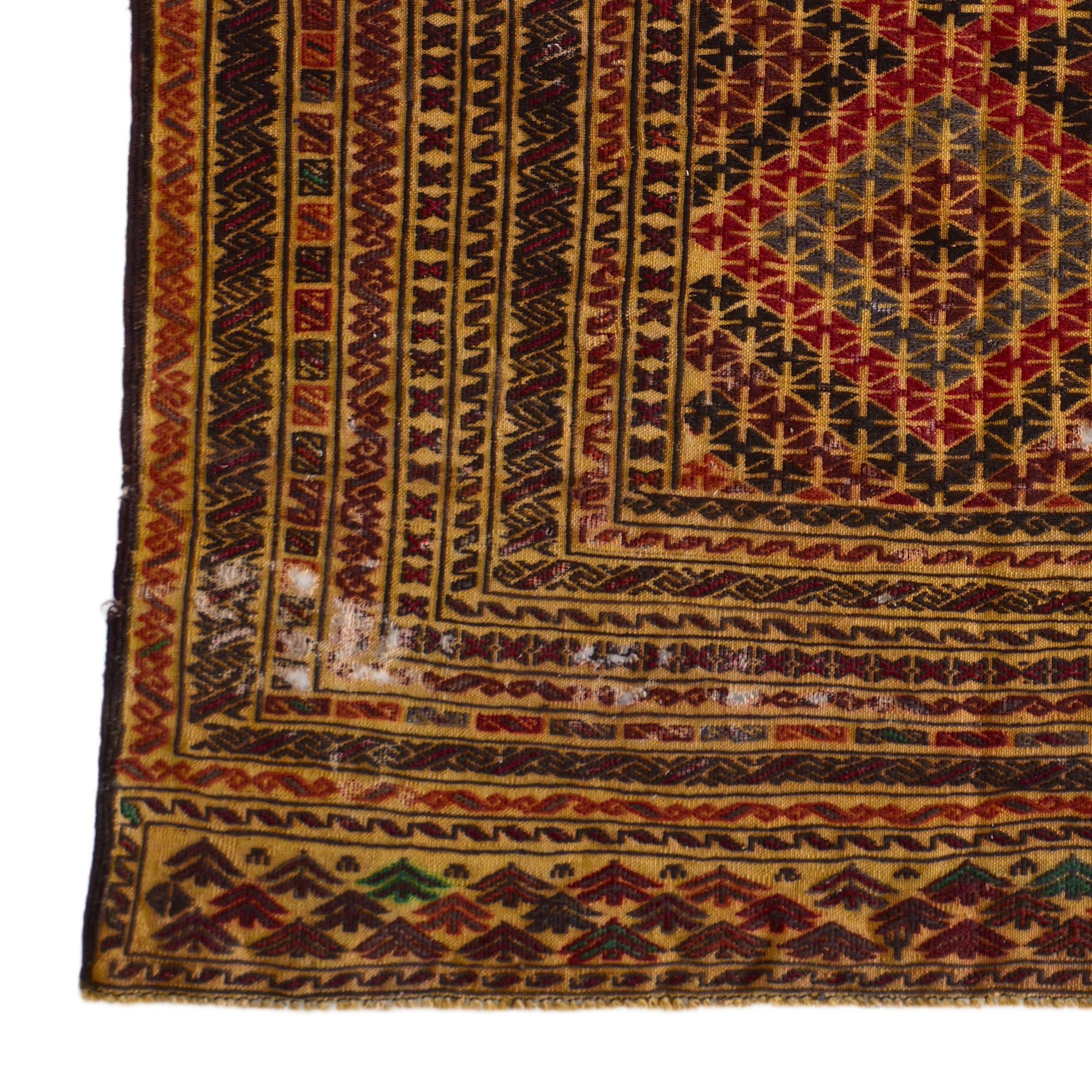 3' 10 x 6' 2 Hand Knotted Sumak Wool Rug