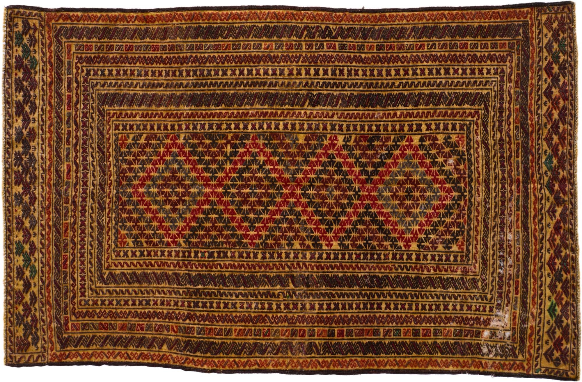 3' 10 x 6' 2 Hand Knotted Sumak Wool Rug