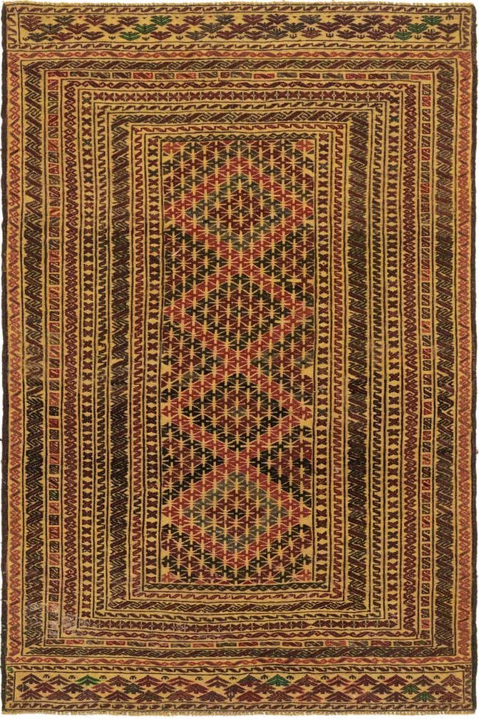 3' 10 x 6' 2 Hand Knotted Sumak Wool Rug
