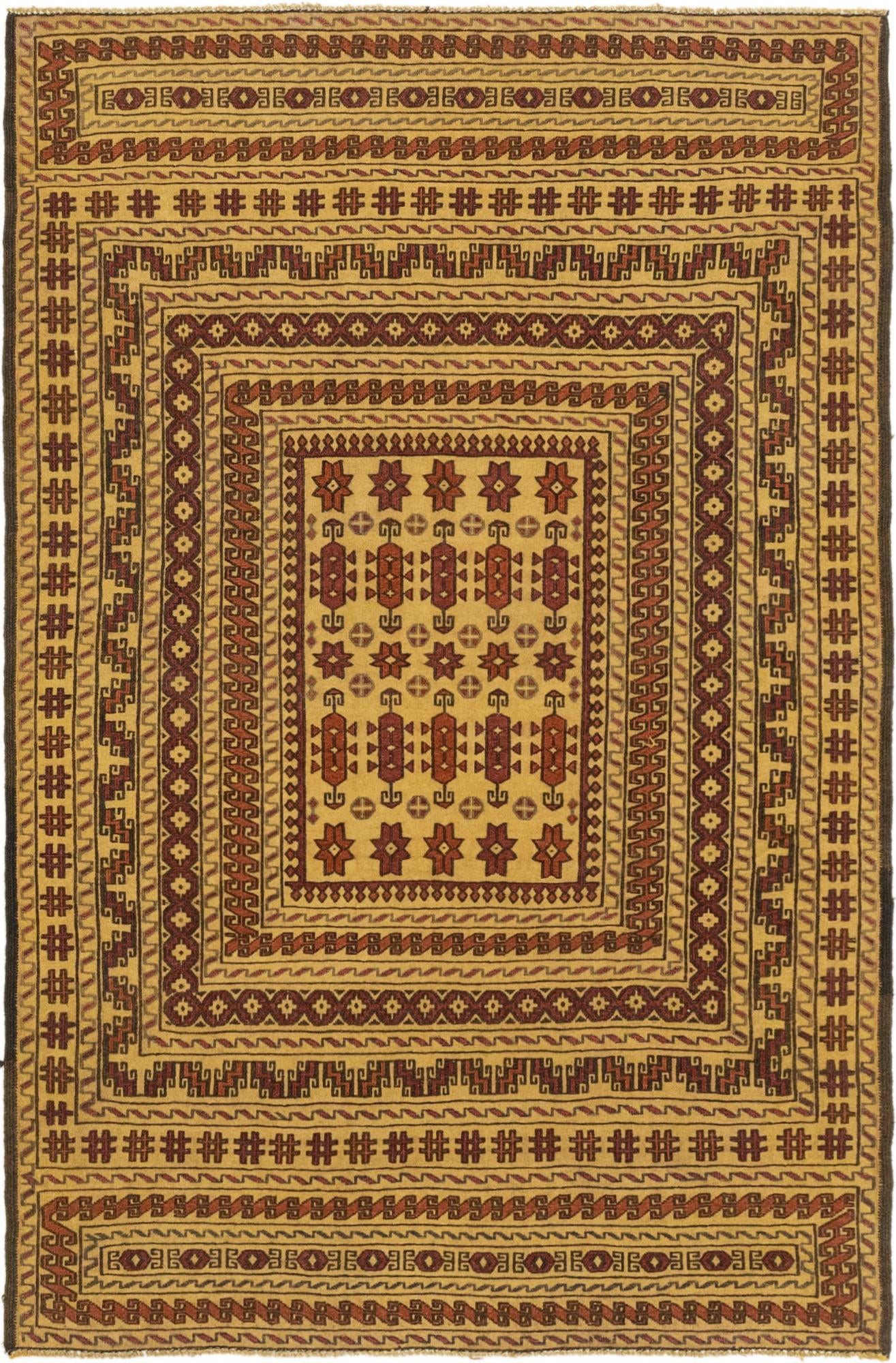 4' x 6' 4 Hand Knotted Sumak Wool Rug