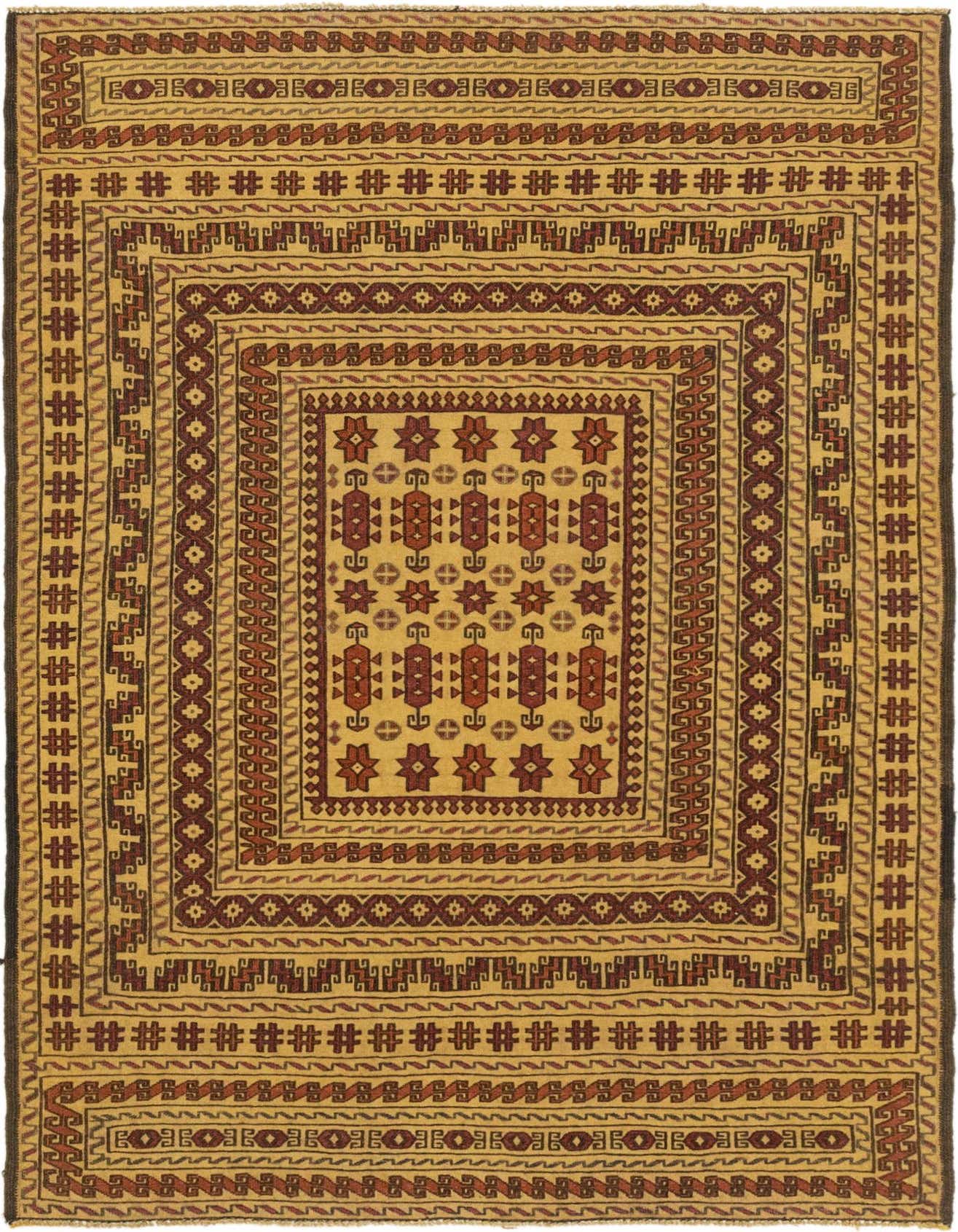 4' x 6' 4 Hand Knotted Sumak Wool Rug