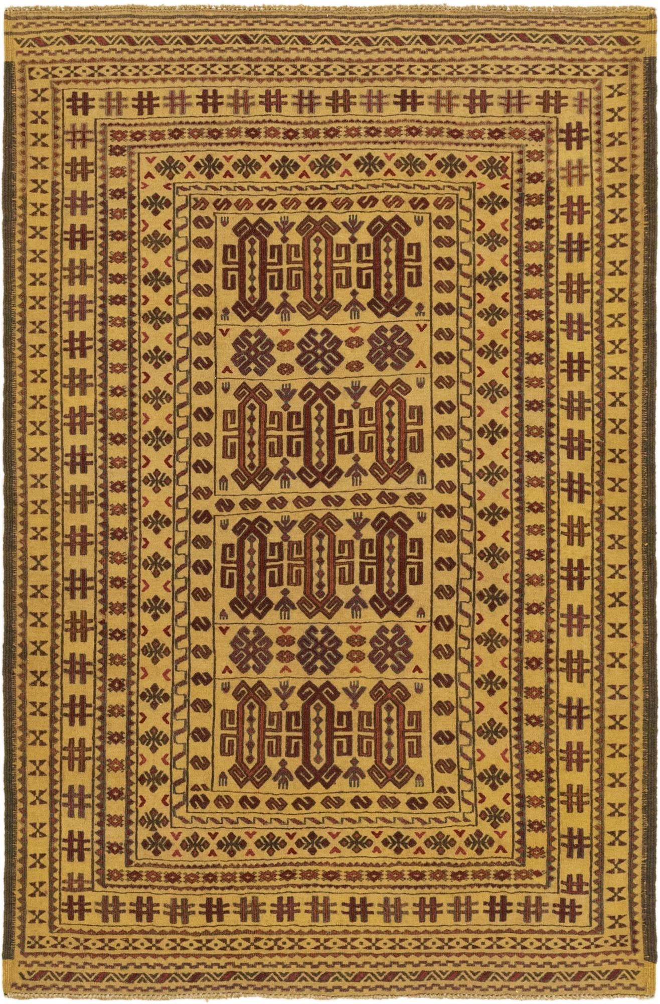 4' x 6' 1 Hand Knotted Sumak Wool Rug