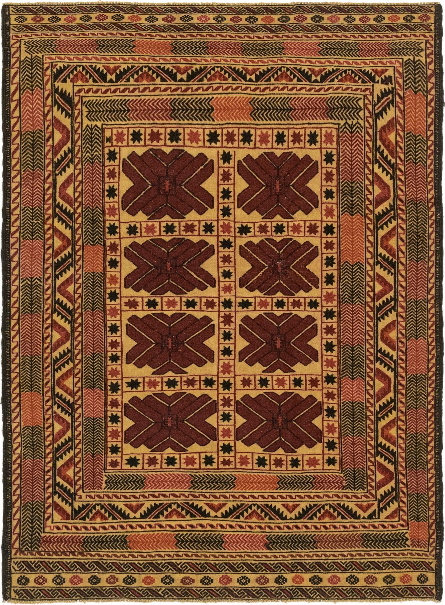 4' 7 x 6' 3 Hand Knotted Sumak Wool Rug