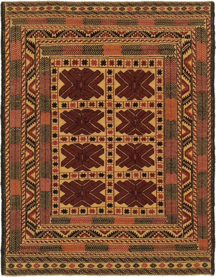 Detail image of 4' 7 x 6' 3 Hand Knotted Sumak Wool Rug