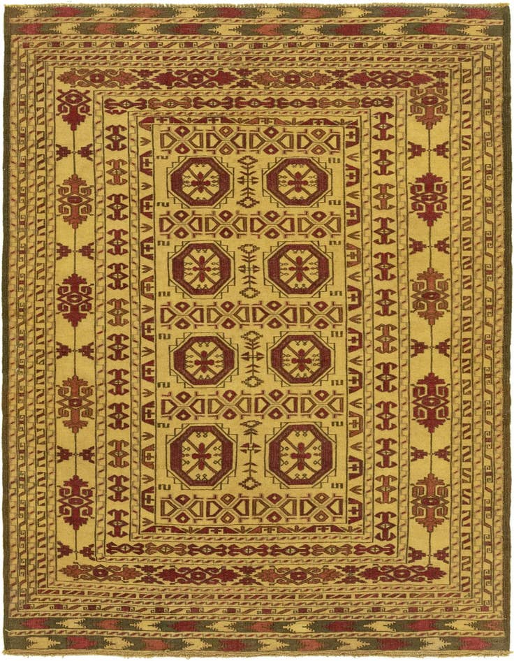 Detail image of 4' 1 x 6' 6 Hand Knotted Sumak Wool Rug