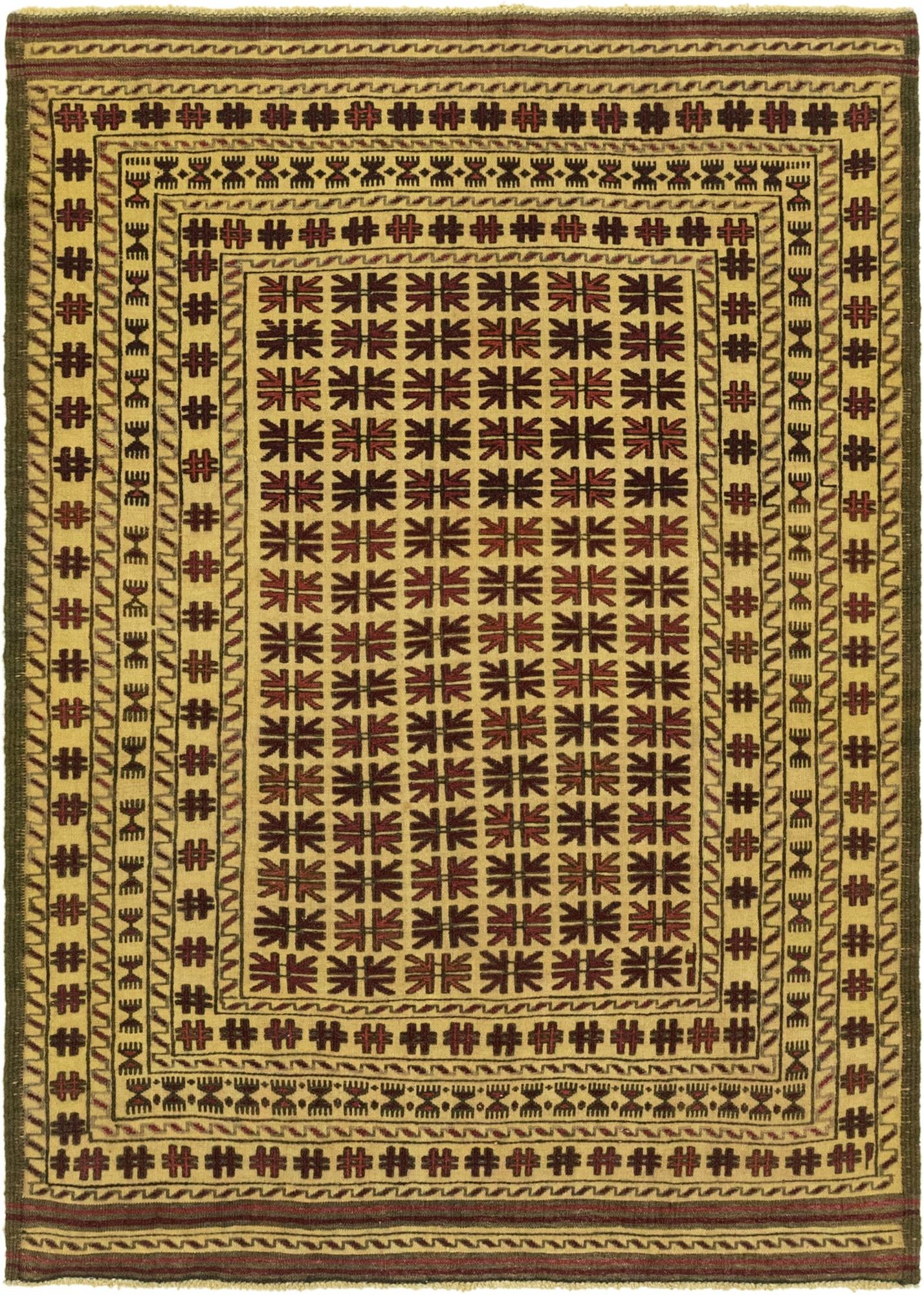 4' x 6' 1 Hand Knotted Sumak Wool Rug