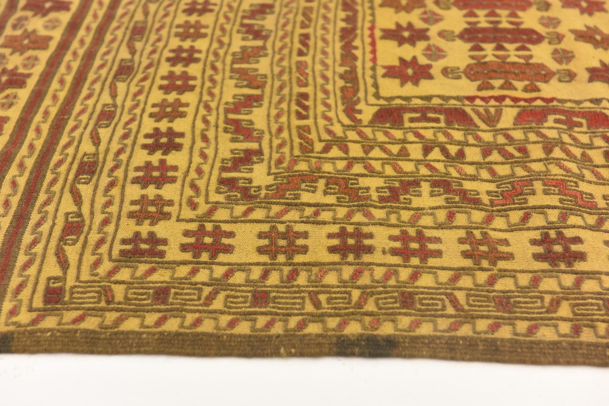 3' 9 x 6' 7 Hand Knotted Sumak Wool Rug