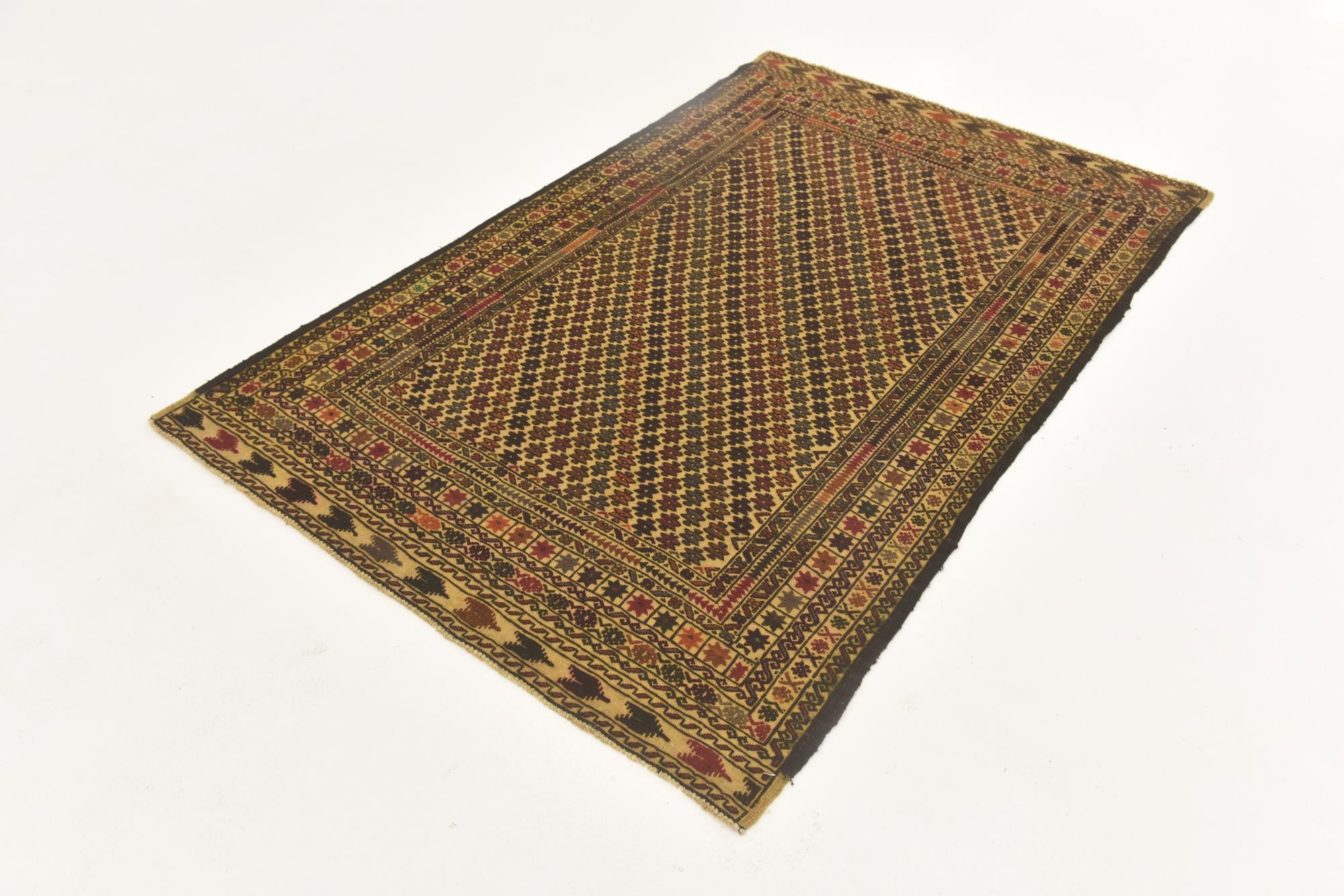 3' 10 x 6' 4 Hand Knotted Sumak Wool Rug