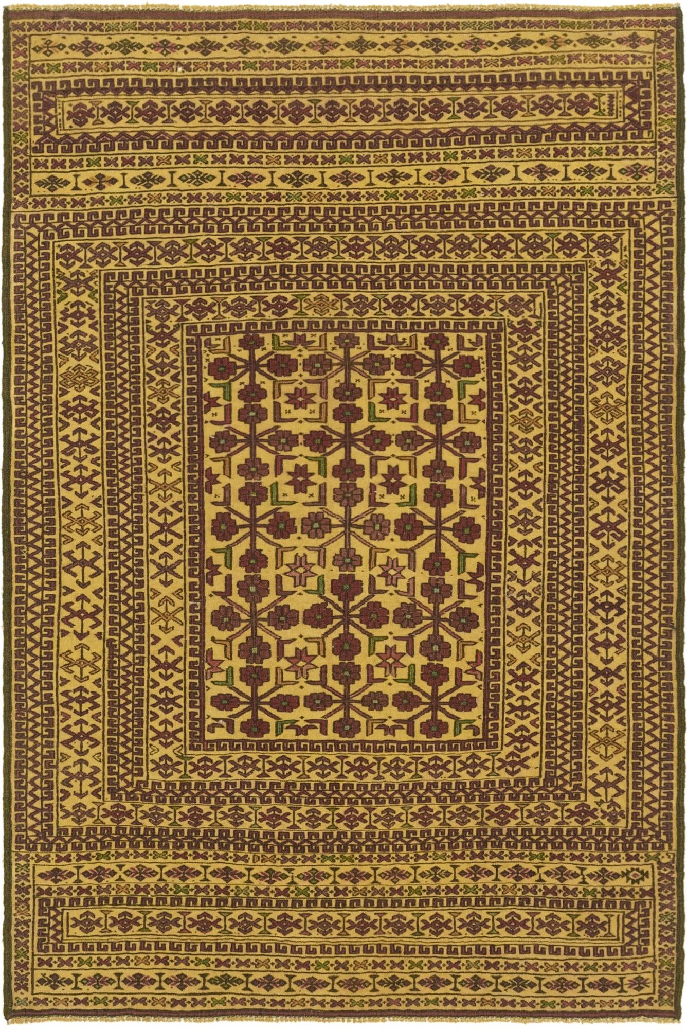 4' 1 x 6' 4 Hand Knotted Sumak Wool Rug